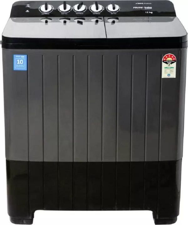 Voltas Beko 12 kg Semi Automatic Top Load Washing Machine Black, Grey