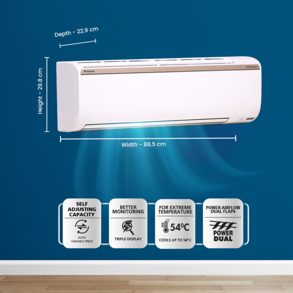 Daikin 1.5 Ton 3 Star Hot and Cold Split Inverter AC - White  (FTHT50UV16V/ RHT50UV16V, Copper Condenser) - Image 3