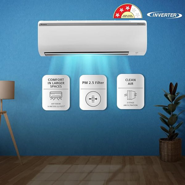 Daikin 1.5 Ton 3 Star Inverter Split AC (Copper, PM 2.5 Filter, FTKY50UV, White) - Image 2