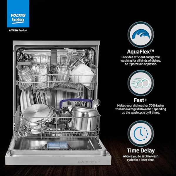 Voltas Beko by A Tata Product DF14S Free Standing 14 Place Settings Dishwasher - Image 4
