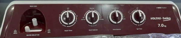 Voltas Beko by A Tata Product 7 kg Semi Automatic Top Load Washing Machine White, Maroon - Image 2
