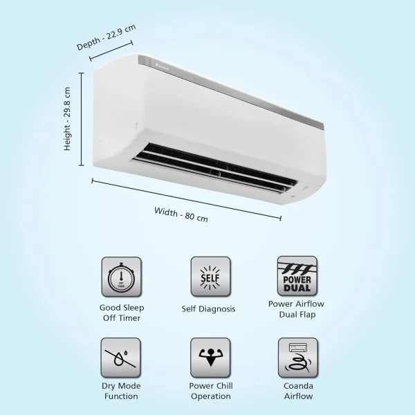 Daikin 1 Ton 3 Star Fixed Speed Split AC (Copper, PM 2.5 Filter FTL35UV16W1, White) - Image 2