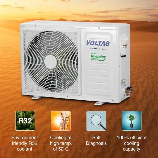 Voltas 1.5 Ton 5 Star Inverter Split AC(Copper, 5-in-1 Adjustable Mode, Anti-dust Filter, 2023 Model, 185V Vertis Emerald, White) - Image 4