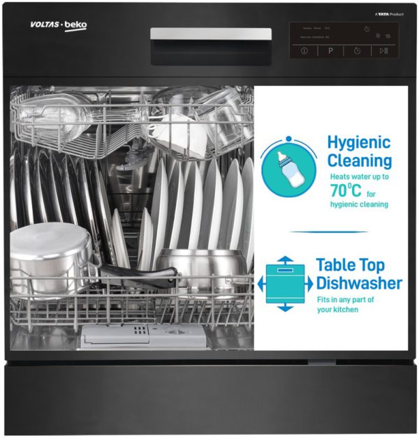 Voltas Beko by A TATA Product DT8B Free Standing 8 Place Settings Intensive Kadhai Cleaning| No Pre-rinse Required Dishwasher