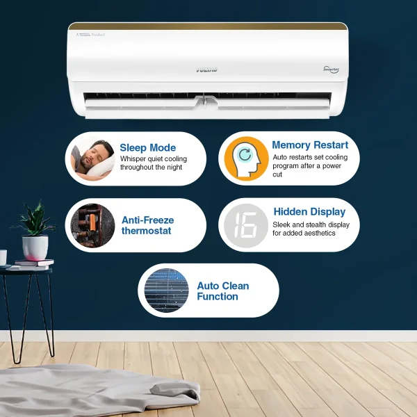 Voltas 1.5 Ton, 5 Star, Inverter Split AC (Copper, 5-in-1 Adjustable Mode, Anti-dust Filter, 2024 Model, 185V Vertis Smart Elite Gold, White) - Image 5